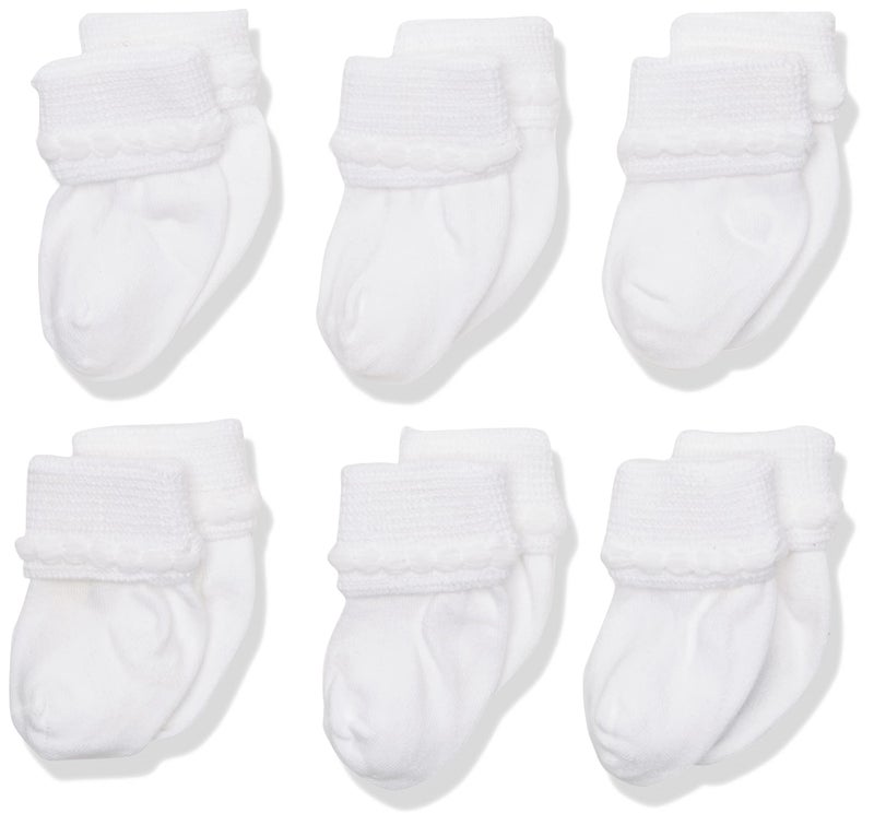 Jefferies Socks Unisex-Baby Newborn Bubble Stitch Rock-A-Bye Bootie 6 Pair Pack, White, Newborn - Image 1